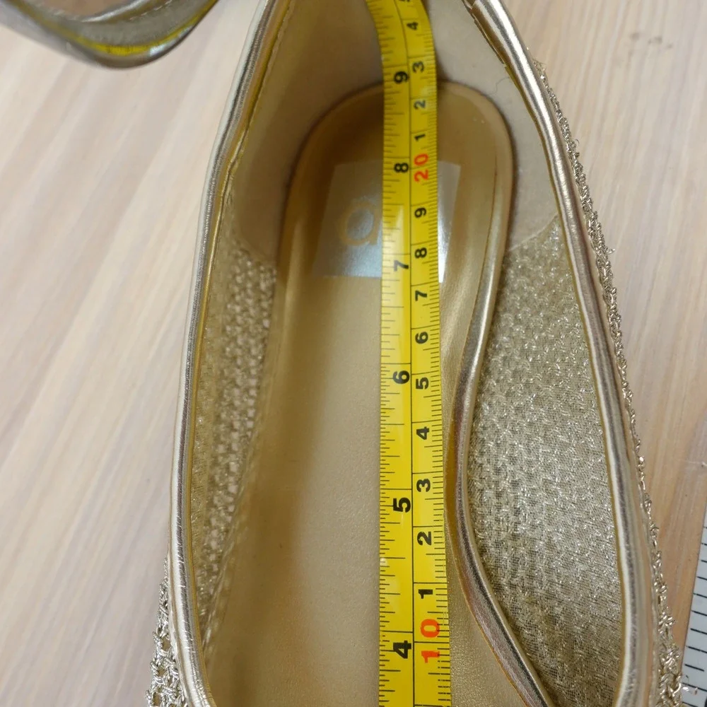 Metallic Coquette Ballet Flats Womens 6 Light Gold Crochet Mesh DV Dolce Vita